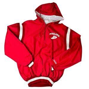 Vintage DeLong Red Anorak Style Athletic Jacket Manalapan XC 80s Retro Size L